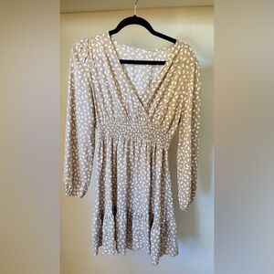 Elegant Tan and White Women's Dress